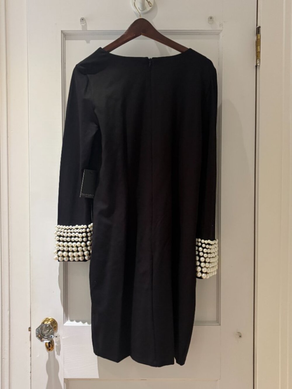 ELOQUII $139 Pearl Beaded Cuff Black Dress  Size 14 NWT - Picture 3 of 9